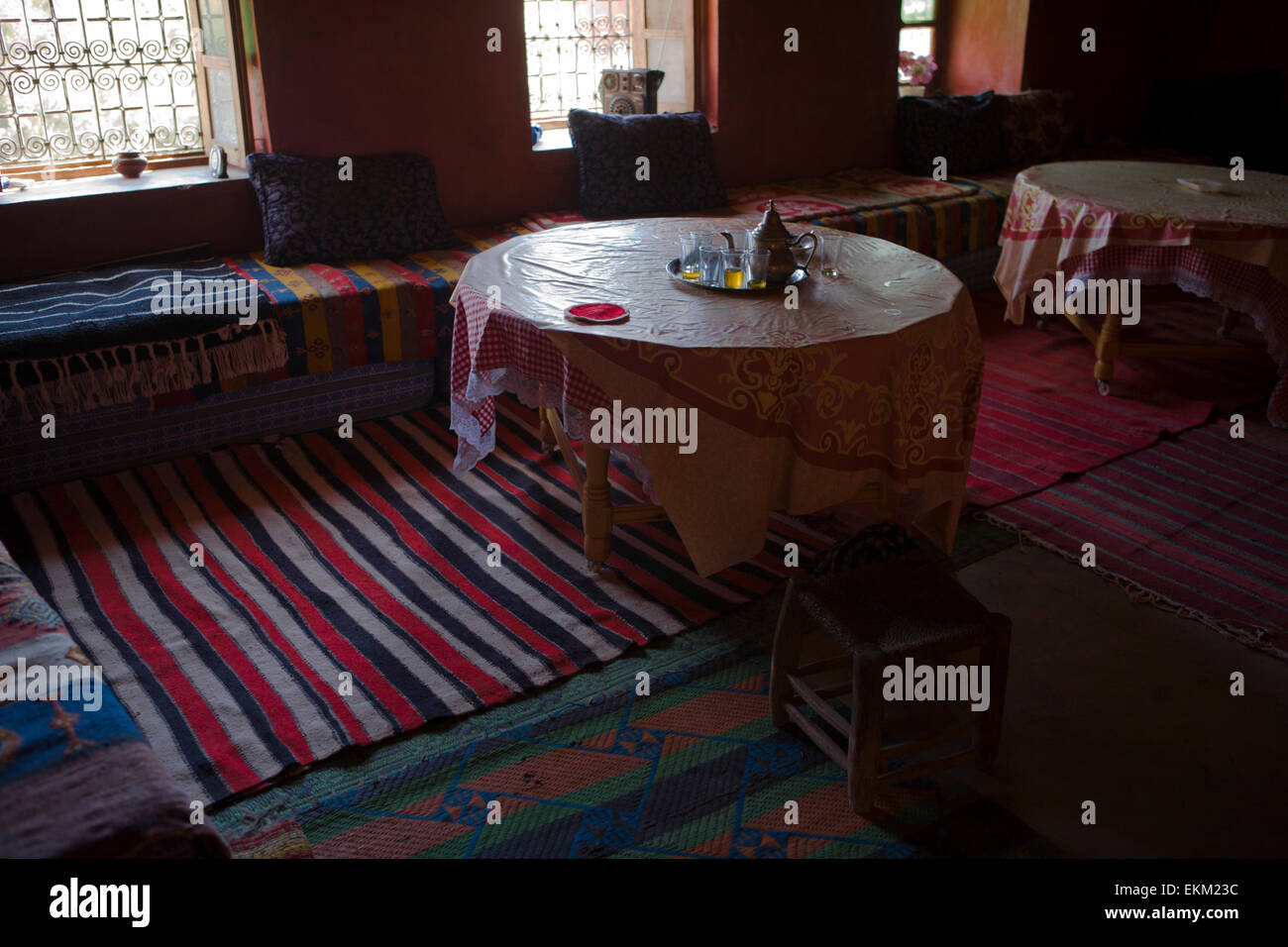 Traditionelle Ksar Ait Ben Haddou Berber Wohnzimmer, Marokko Stockfoto