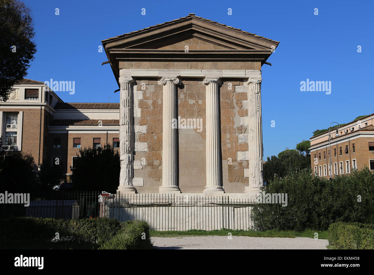 Italien. Rom. Tempel des Portunus. Dem Gott Portunus gewidmet. Ionischen Ordnung. Forum Boarium. 1. Jh.V.Chr. Republik-Ära. Stockfoto