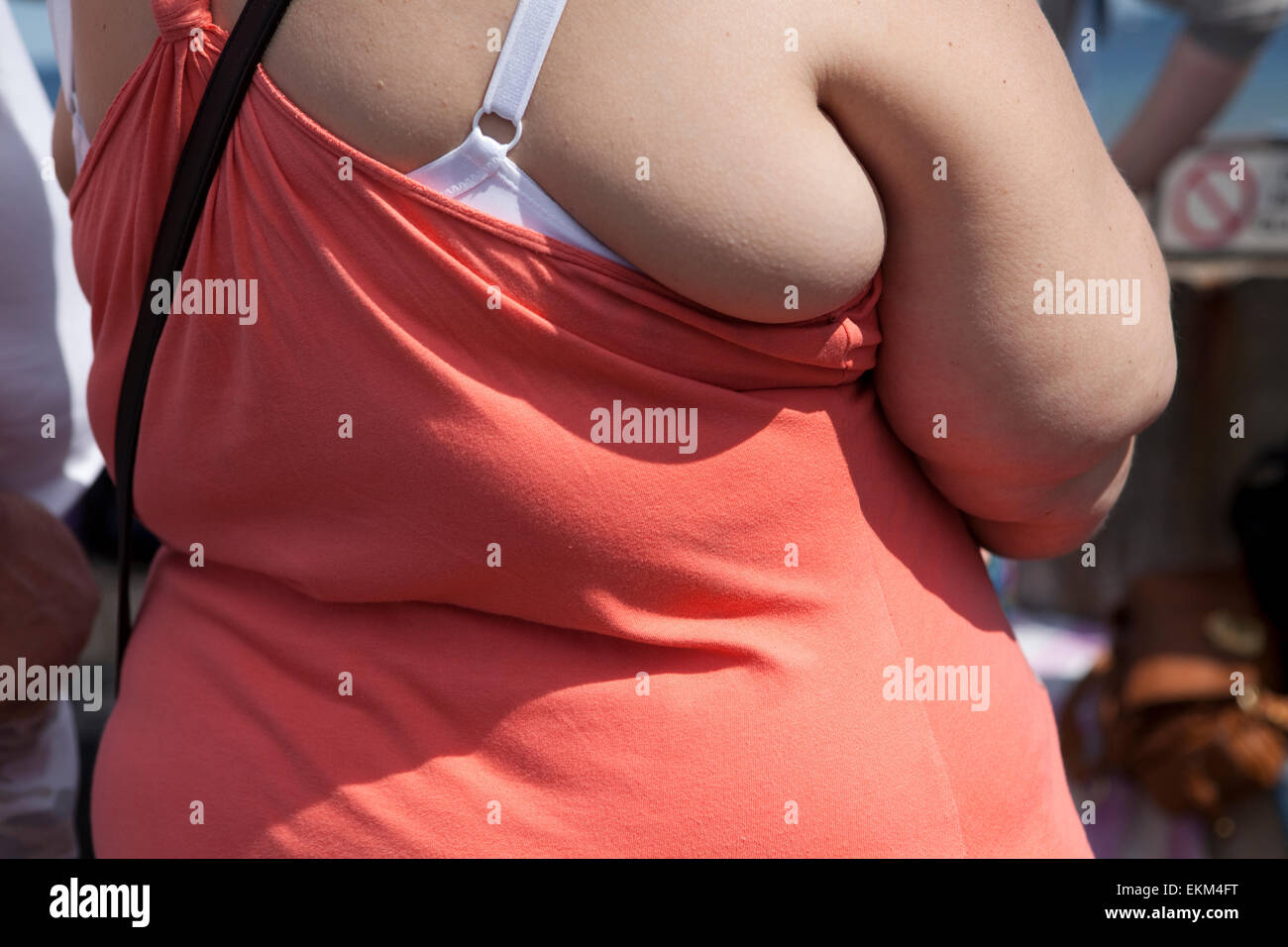 Ein krankhaft adipösen Frau (Anfang 30) in England Stockfoto