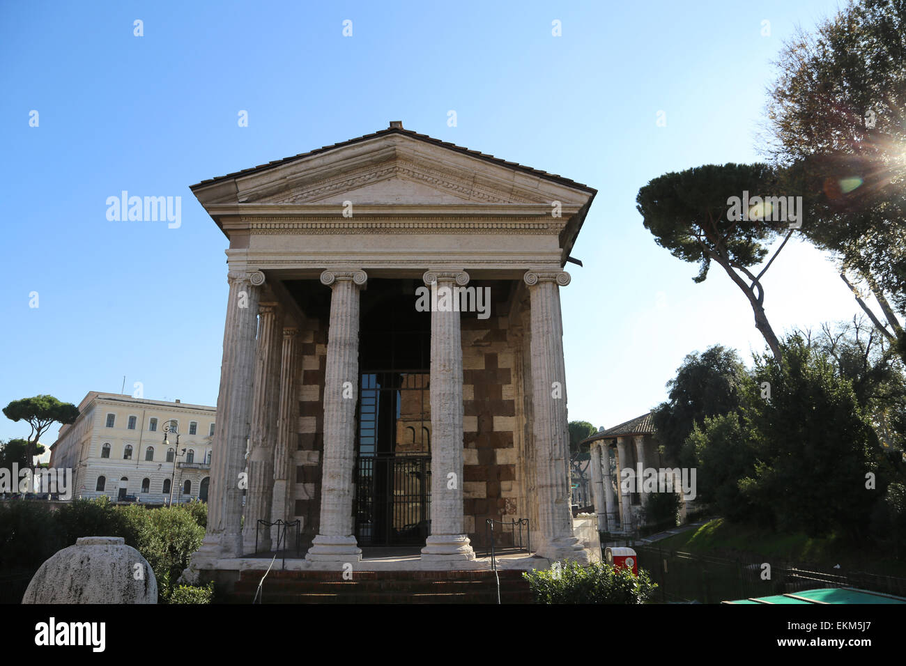 Italien. Rom. Tempel des Portunus. Dem Gott Portunus gewidmet. Ionischen Ordnung. Forum Boarium. 1. Jh.V.Chr. Republik-Ära. Stockfoto