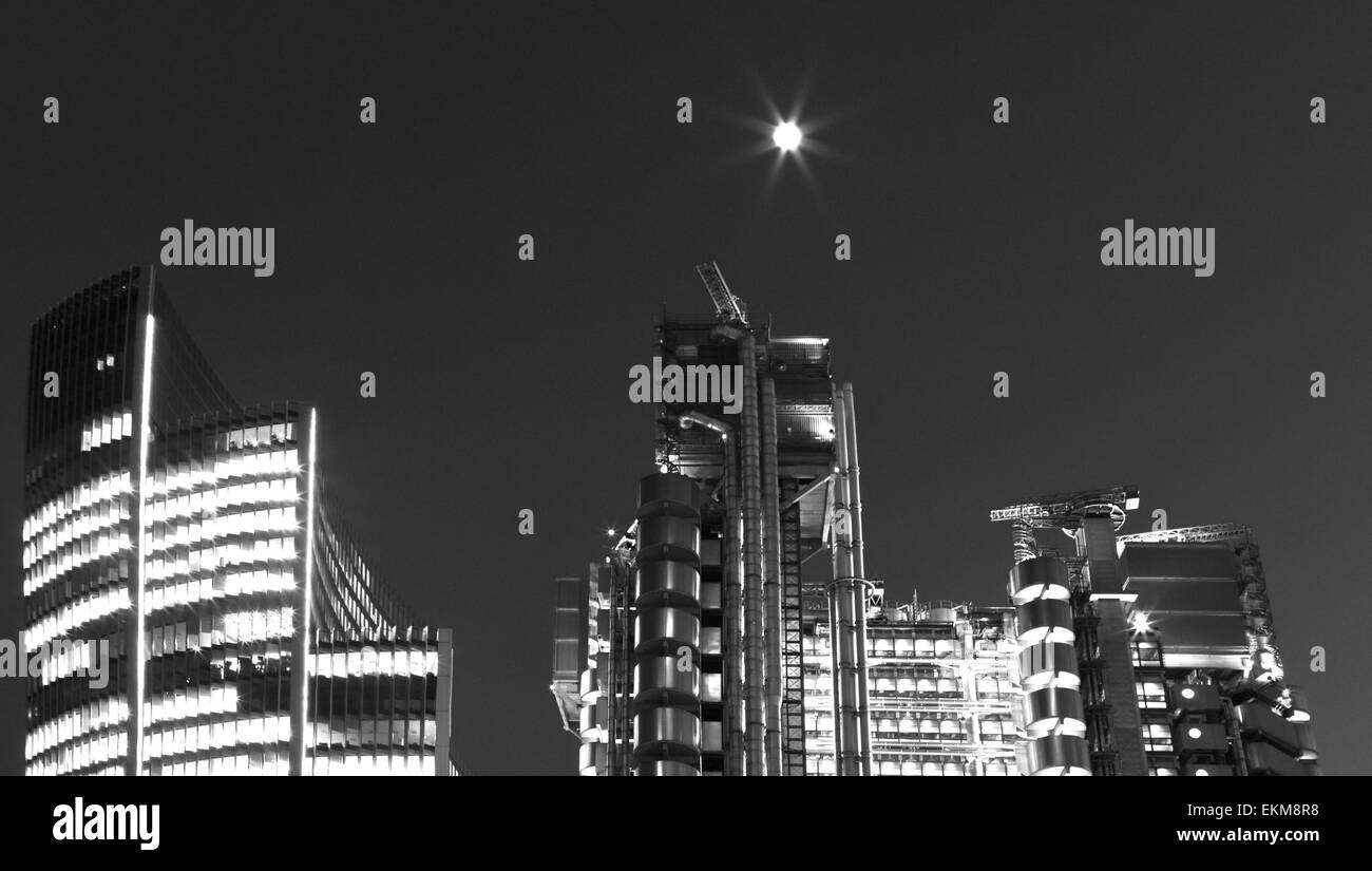 Lloyds of London, Versicherung in der Hauptstadt bei Nacht Stockfoto