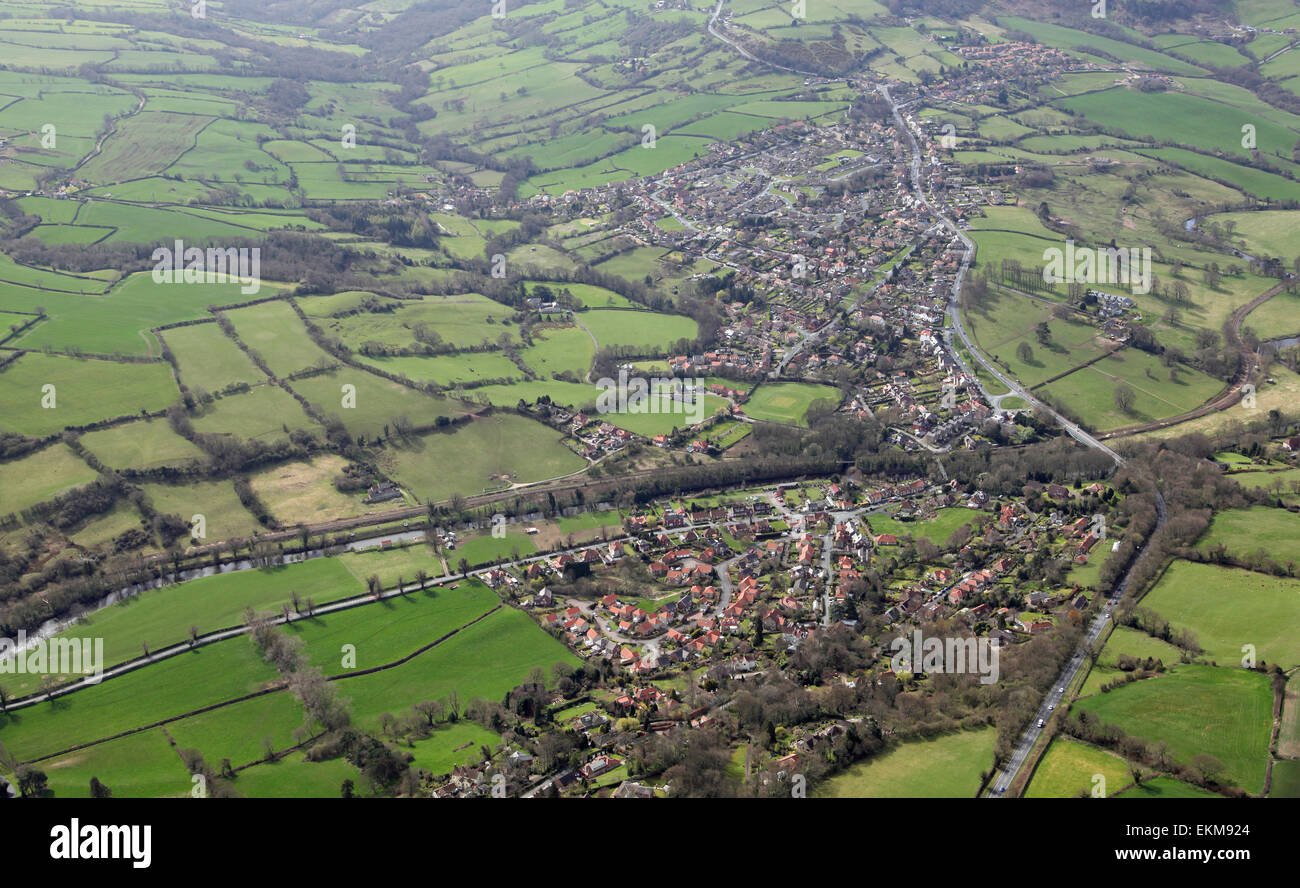 Luftbild von Briggswath und Rodeln in der Nähe von North Yorks Moors, Yorkshire, Großbritannien Stockfoto