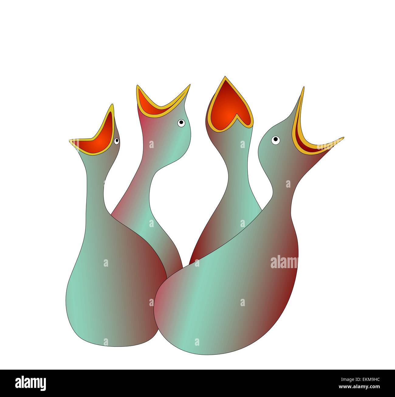 hungrige Vögel - Vektor Stock Vektor