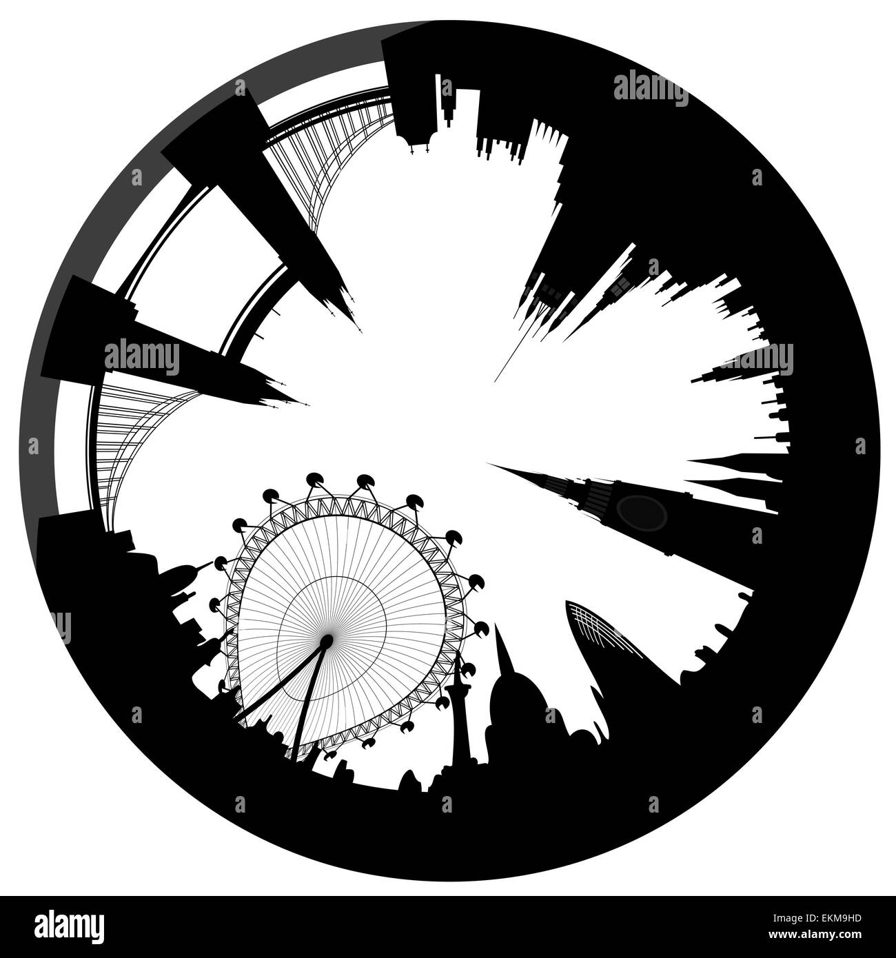 Vector Illustration der Londoner Skyline wie Ring Stock Vektor