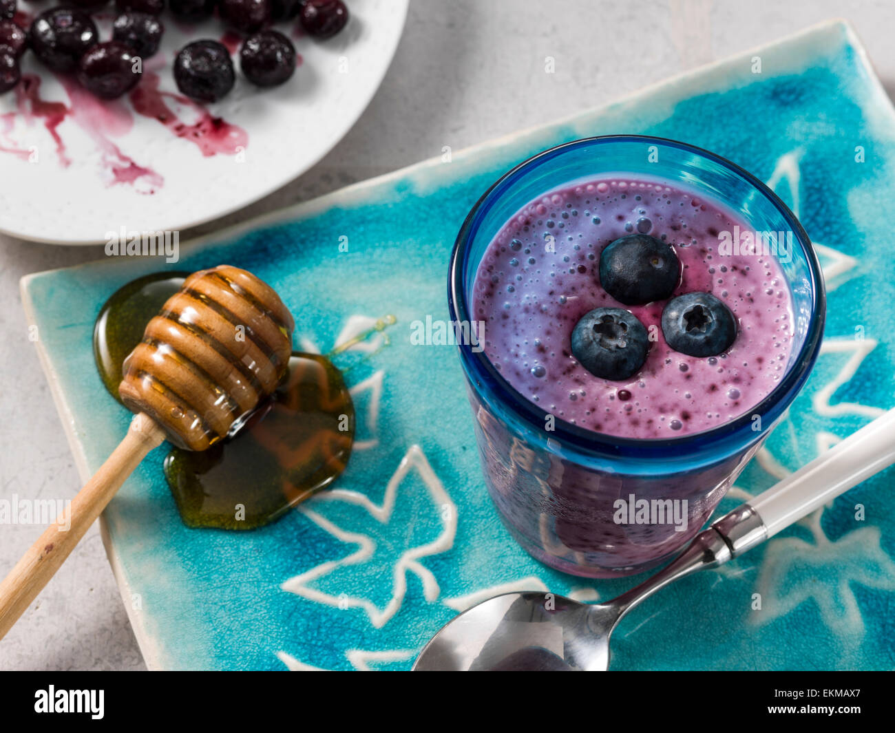 Griechischer Joghurt Heidelbeere Stockfoto