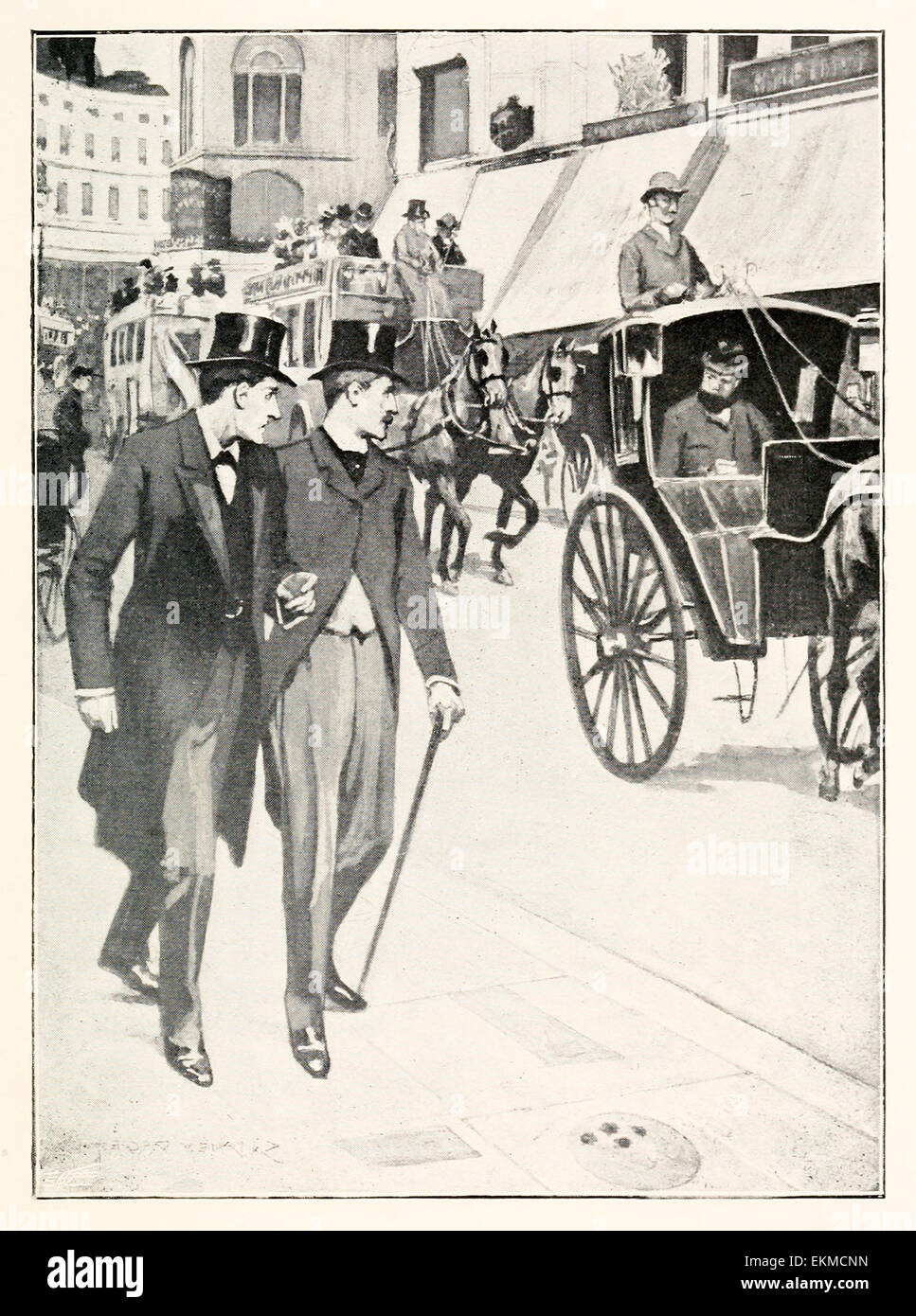 "Es ist unser Mann, Watson! Kommen Sie vorbei! "- von"Hound of the Baskervilles"von Doyle (1859-1930). Illustration von Sidney Paget (1860-1908). Siehe Beschreibung für mehr Informationen. Stockfoto