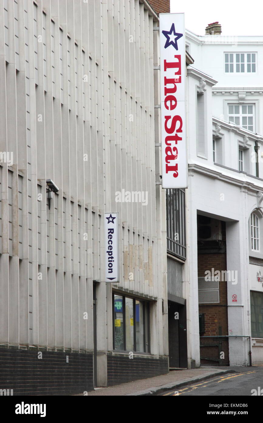 Eingang zum The Star Zeitung Gebäude an der York Street in Sheffield Stadtzentrum entfernt. Der Stern ist auch bekannt als Sheffield Stern, UK Stockfoto