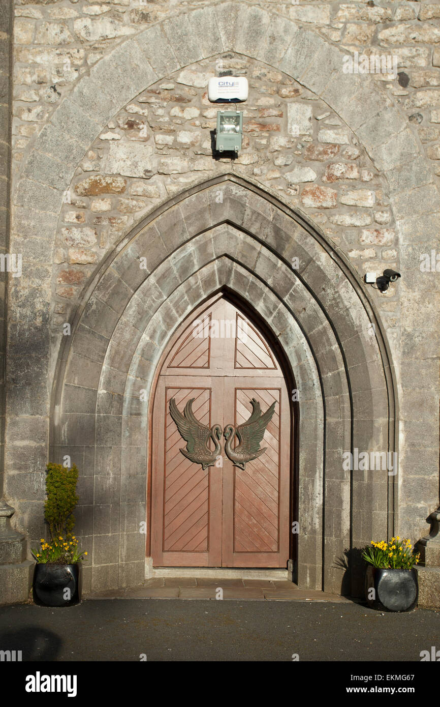 Eingangstür Drumcliffe Kapelle in Co. Sligo, Irland. Yeats liegt hier begraben. Stockfoto