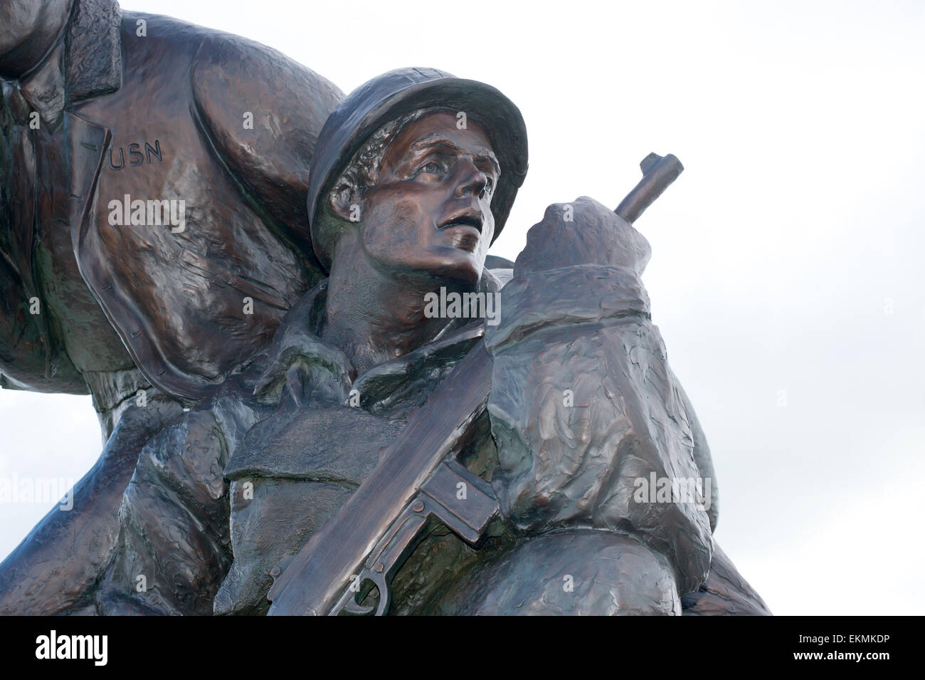 US Marine-Denkmal mit Blick aufs Meer am Utah Beach in der Normandie, Frankreich. Stockfoto