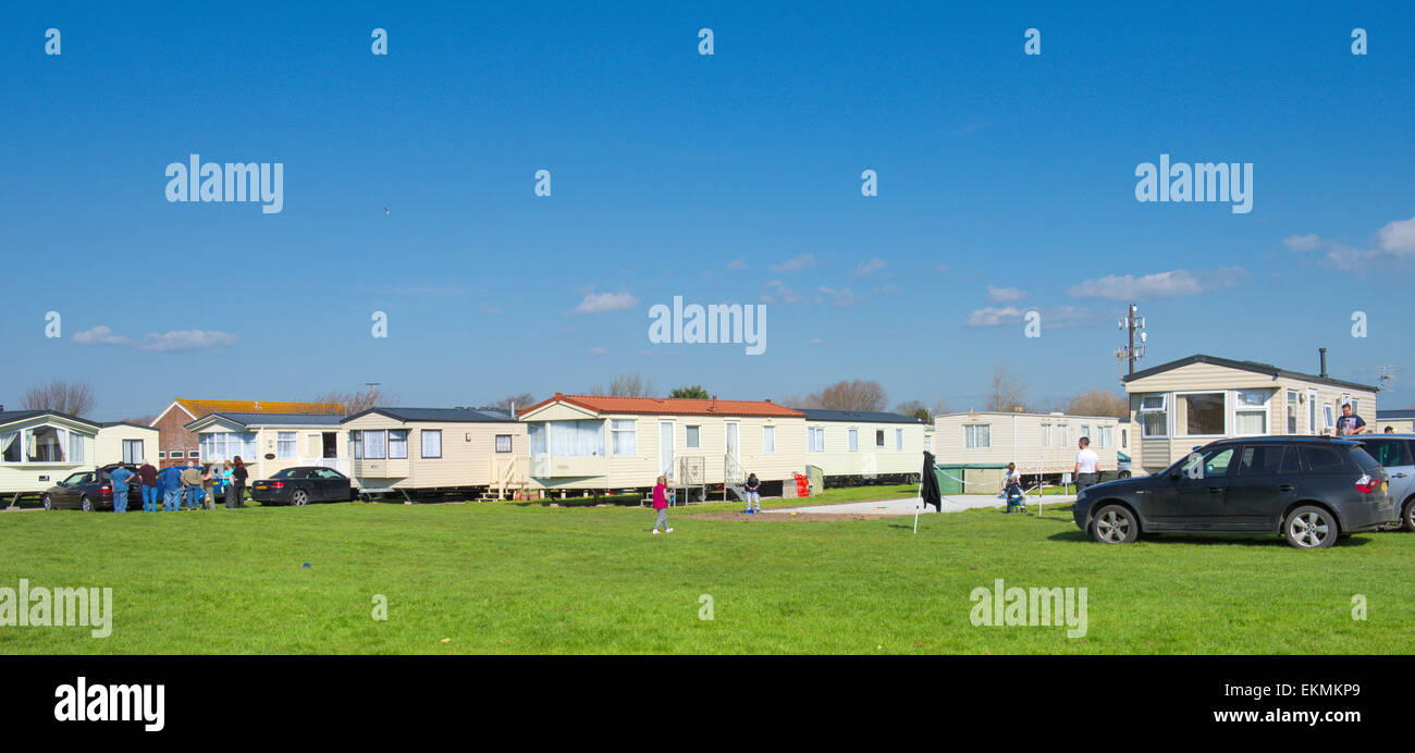 Statische Wohnmobilstellplatz, Somerset. Northam Farm, Brean Sands Stockfoto