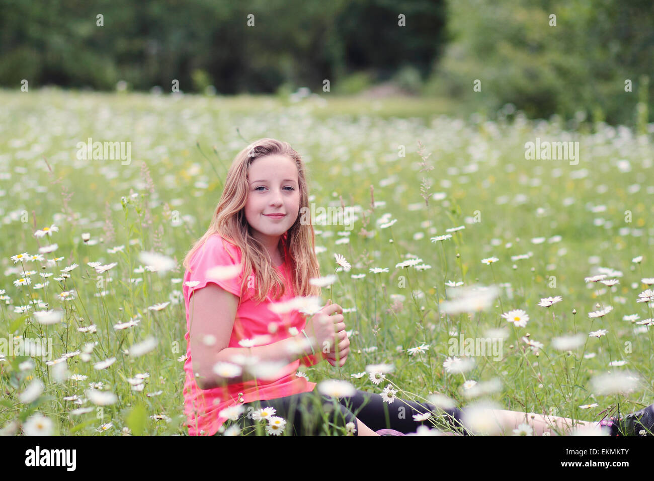 Junges Mädchen in einem Feld Stockfoto