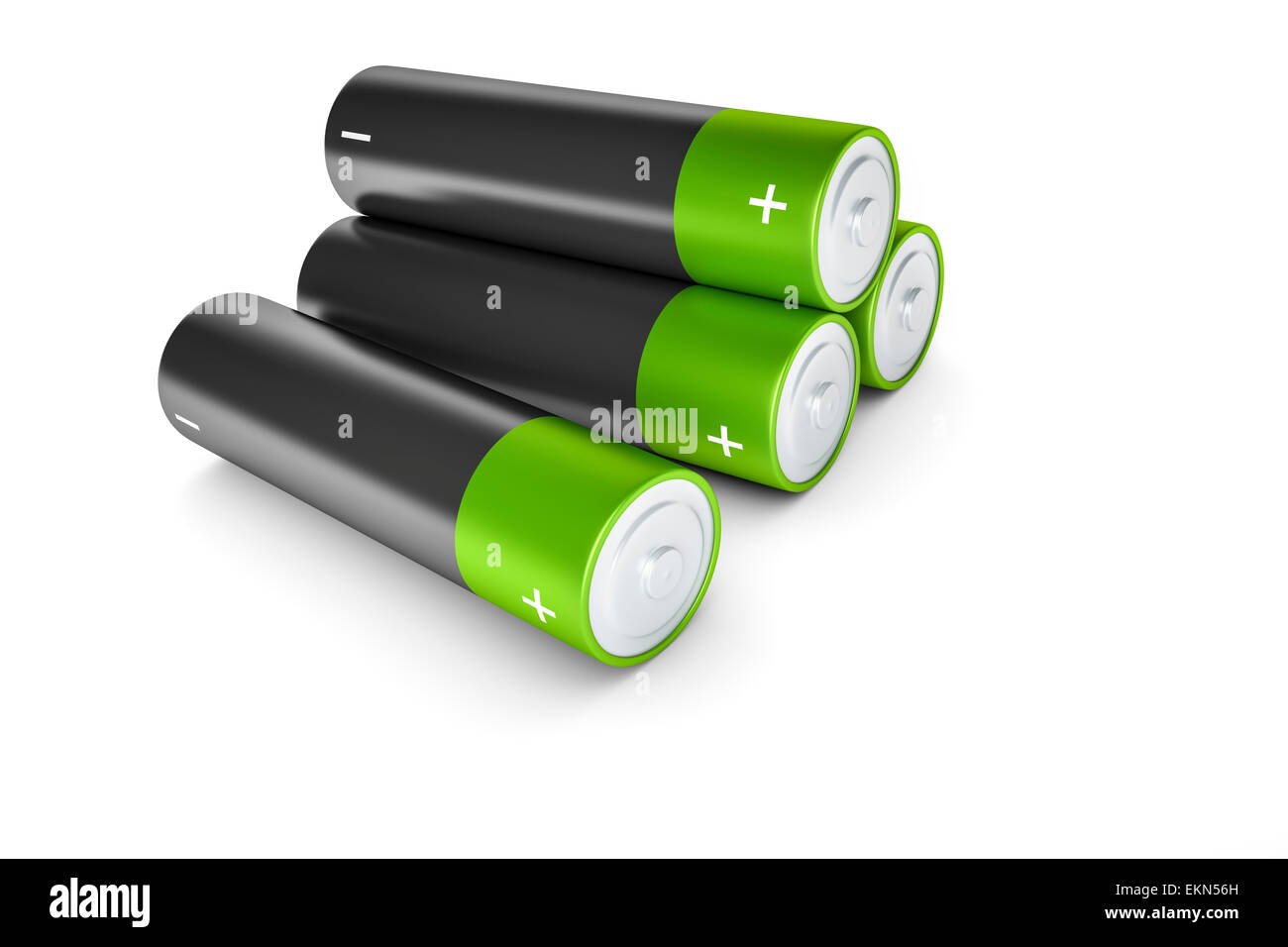 schwarze und grüne Batterien Stockfoto