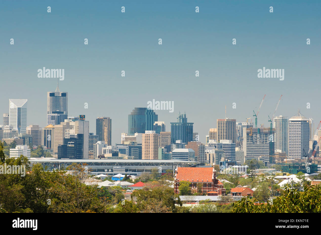 Skyline-Blick auf Brisbane Stadtzentrum von Paddington; Stadtbild; Queensland, Australien; Australische Wolkenkratzer; Innenstadt; Brisbane CBD; hohen Gebäuden Stockfoto