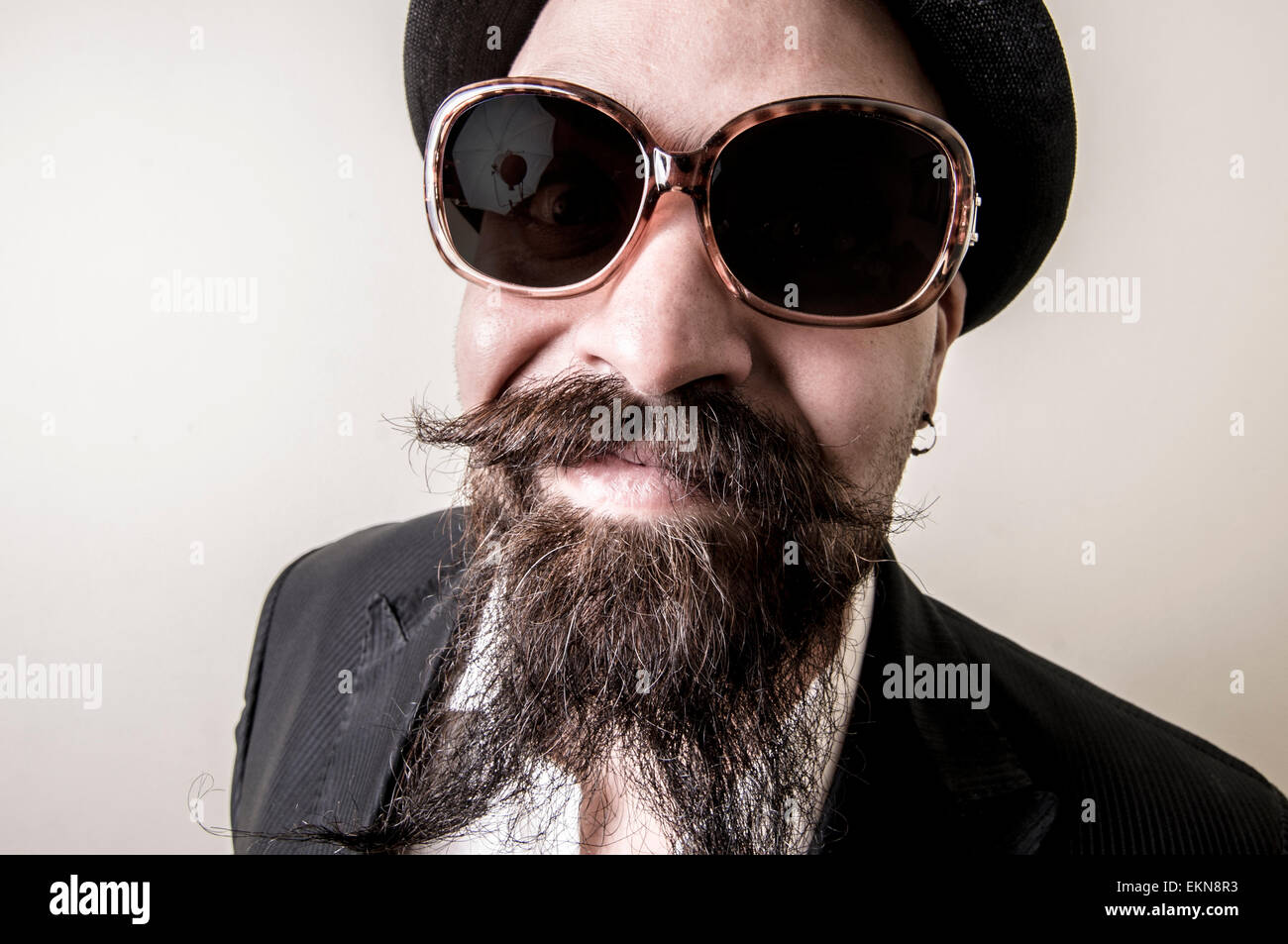 langen Bart und Schnurrbart hipster Stockfoto