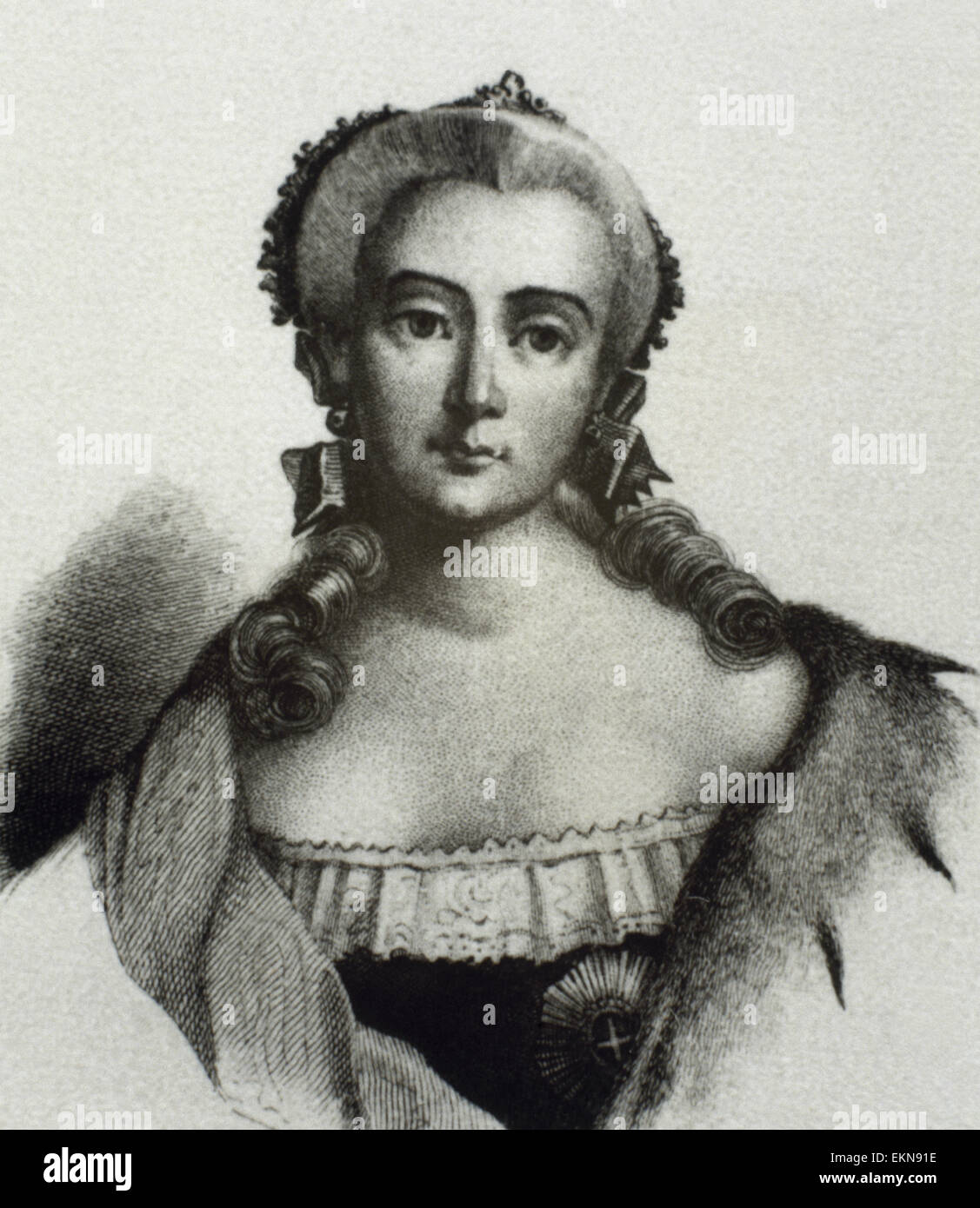 Elisabeth von Russland (1709-1762). Kaiserin von Russland. Haus von Romanov. Porträt. Gravur. Stockfoto