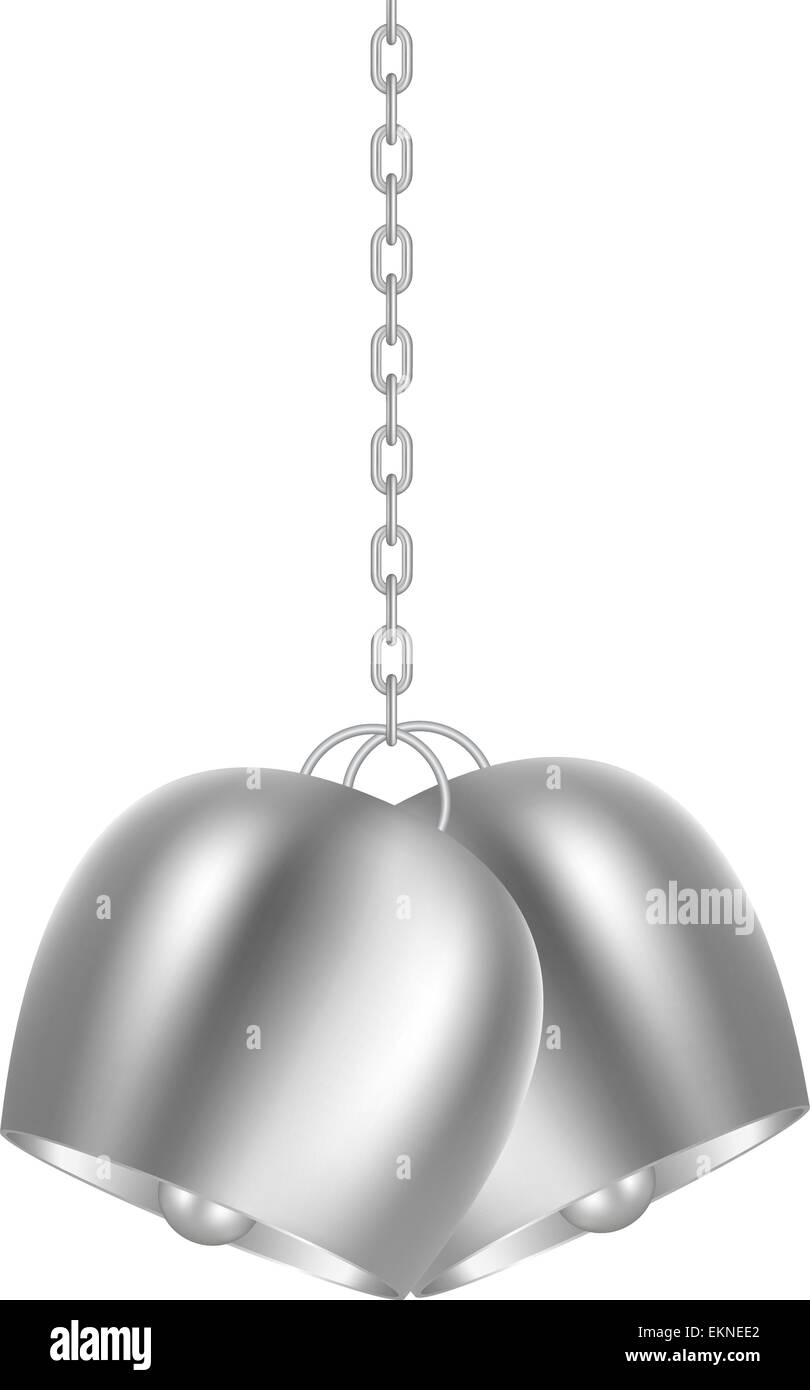 Große Glocken hängen an Silberkette Stock Vektor