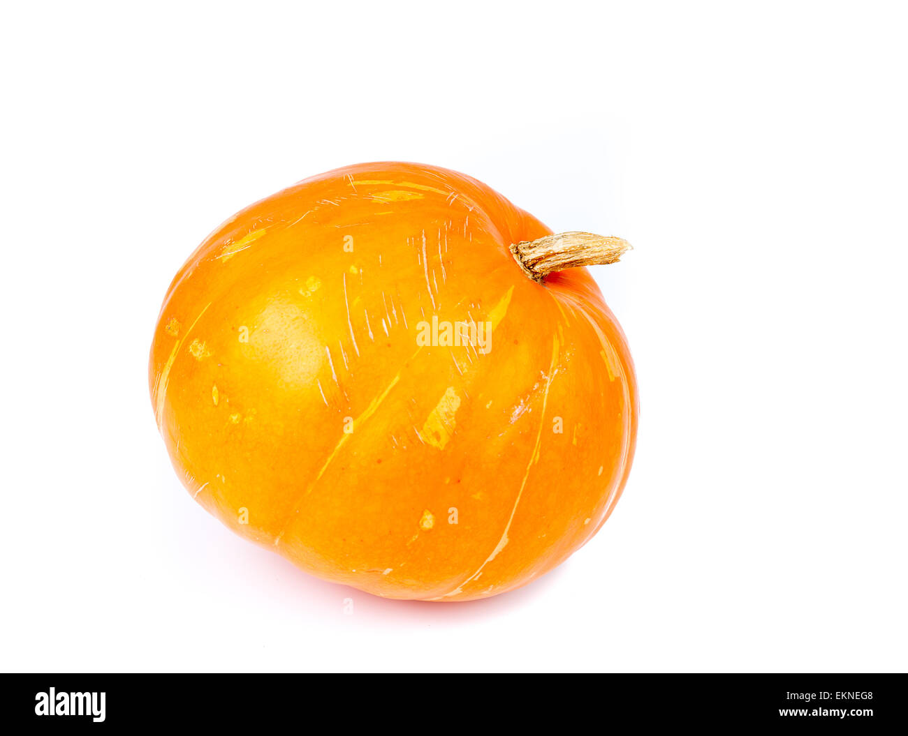 Große gelbe Kürbis isoliert auf weiß Stockfoto