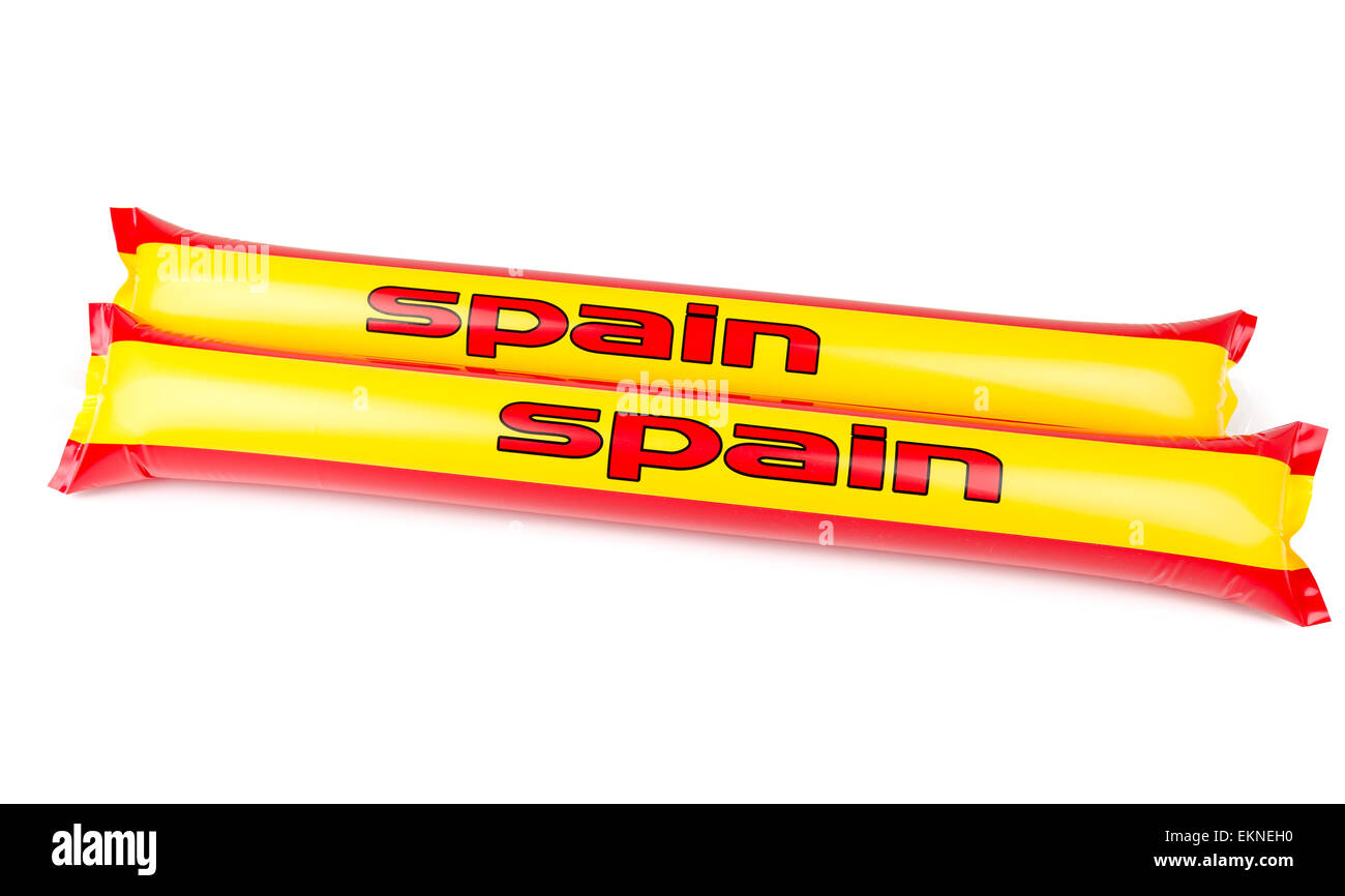 Lüfter Thundersticks - Spanien-Fußball isoliert Stockfoto