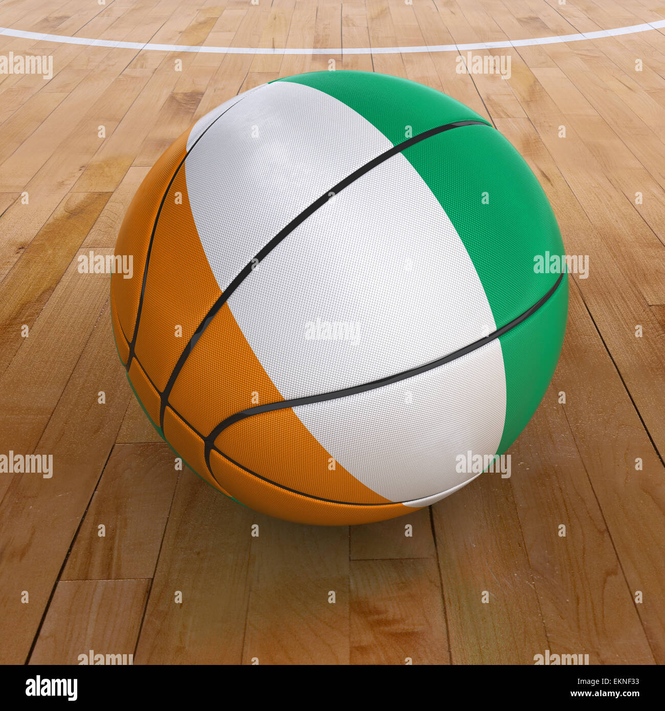 Basketball mit ivorischen Flagge Stockfoto