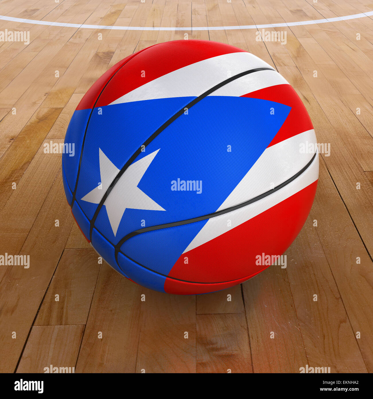Basketball mit Puerto-Ricanischen Flagge Stockfoto
