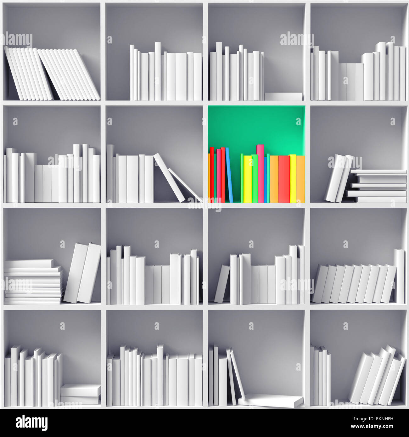 weiße Bücherregale Stockfoto