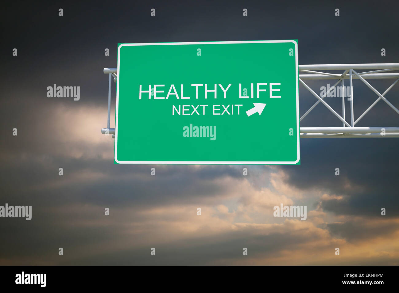Gesundes Leben - 3D-Autobahn-Ausfahrt Stockfoto