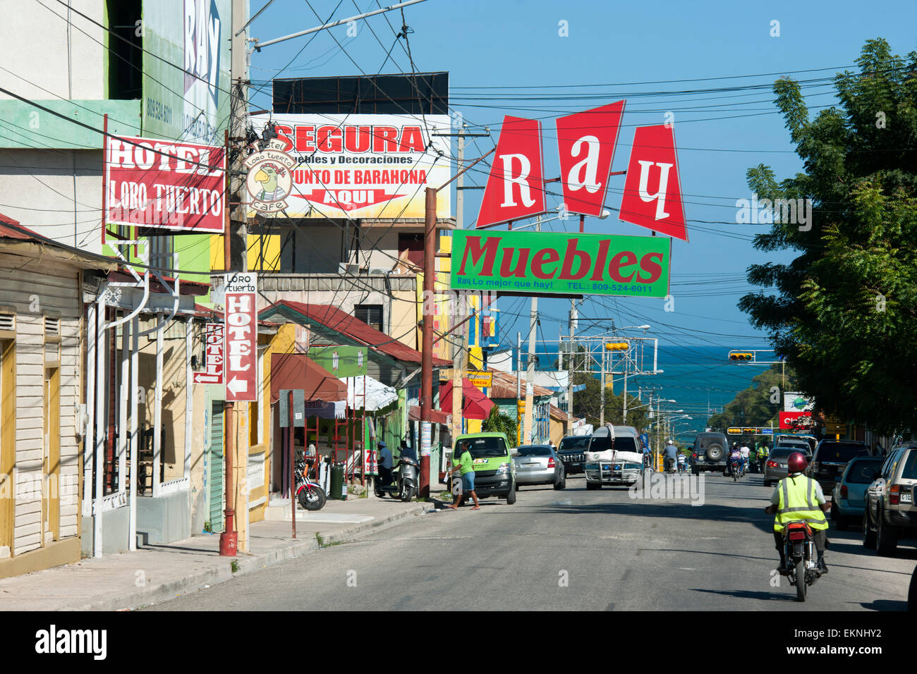 Dominikanische Republik, Südwesten, Barahona, Hauptstrasse Stockfoto