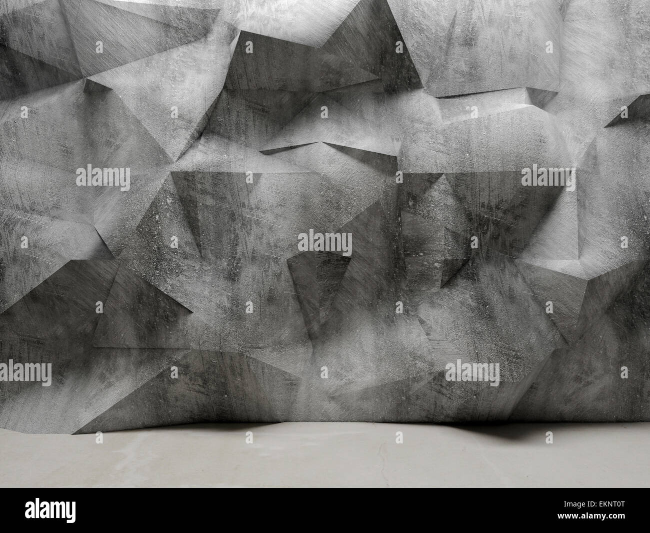 Detail der geometrischen abstrakten Betonwand Stockfoto