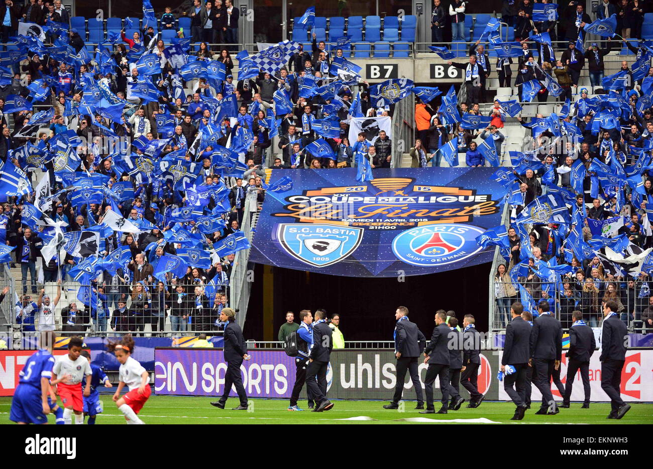 Unterstützer Bastia - 11.04.2015 - Bastia/PSG - Finale De La Coupe De La Ligue 2015.Photo: Dave Winter/Icon Sport Stockfoto