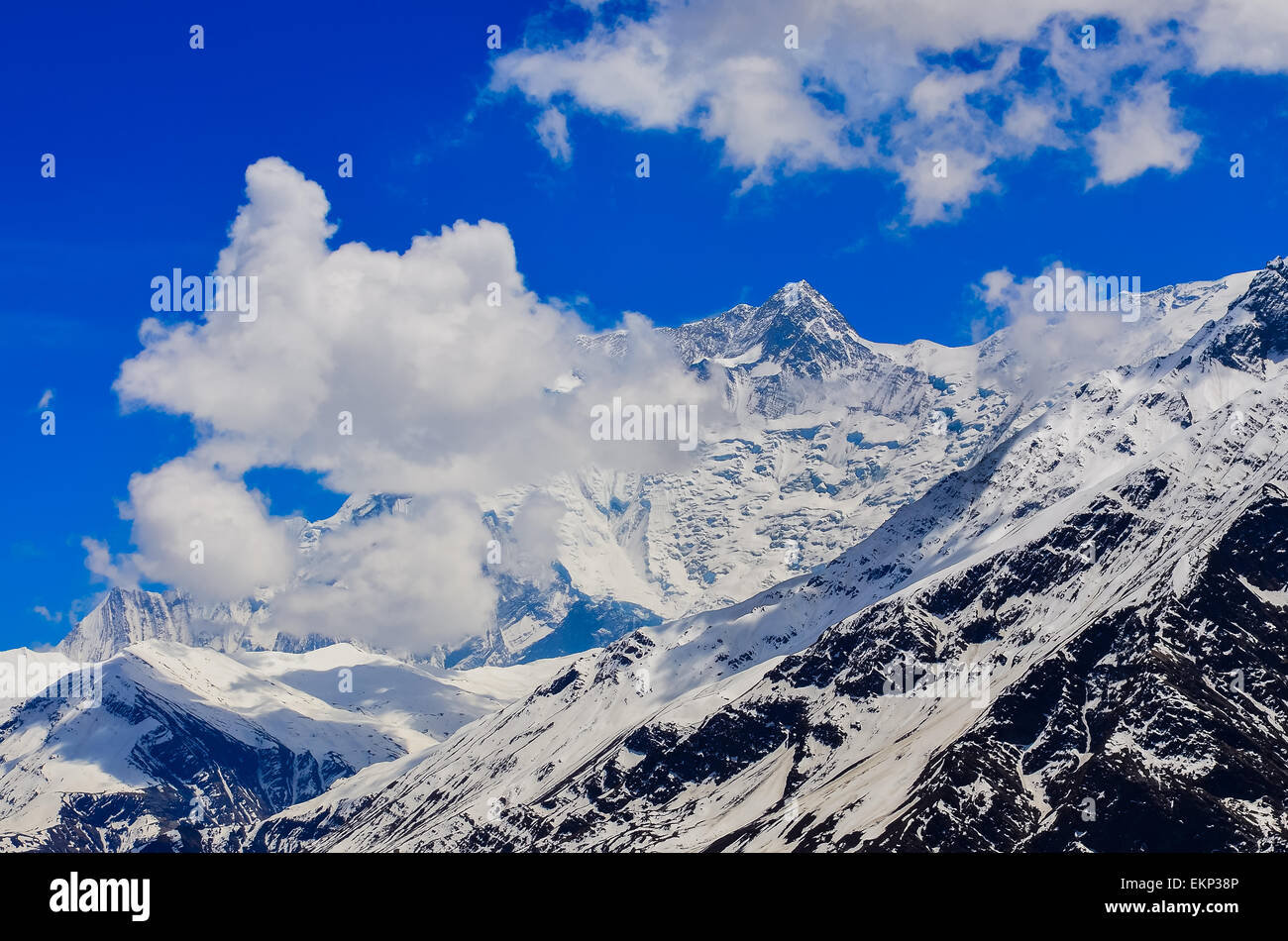 Detailansicht des Himalaya-Gipfel mit Schnee bedeckt Stockfoto