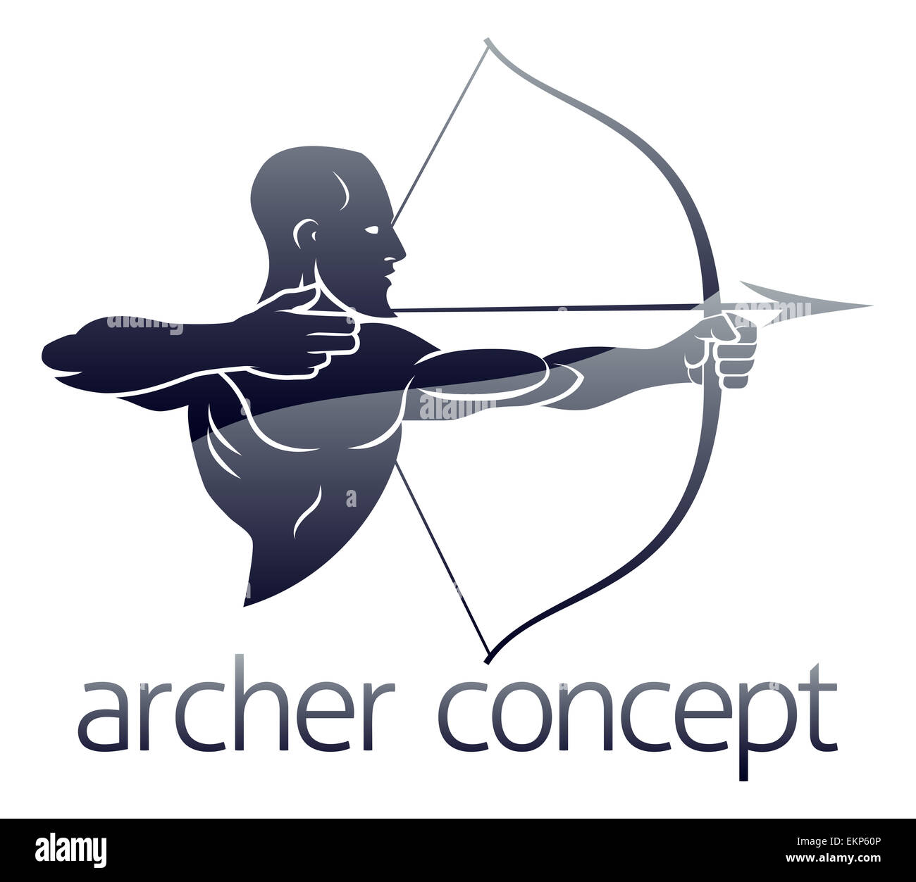 Konzeptionelle Bogenschießen Sport Abbildung eines Bogenschützen schießen, Pfeil und Bogen Stockfoto