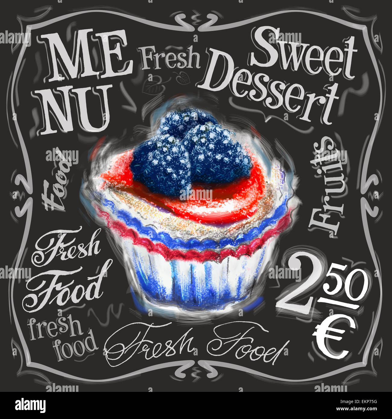 süßes Dessert Vektor-Logo-Design-Vorlage. frische Kuchen, Essen oder Menü Board-Symbol. Stockfoto