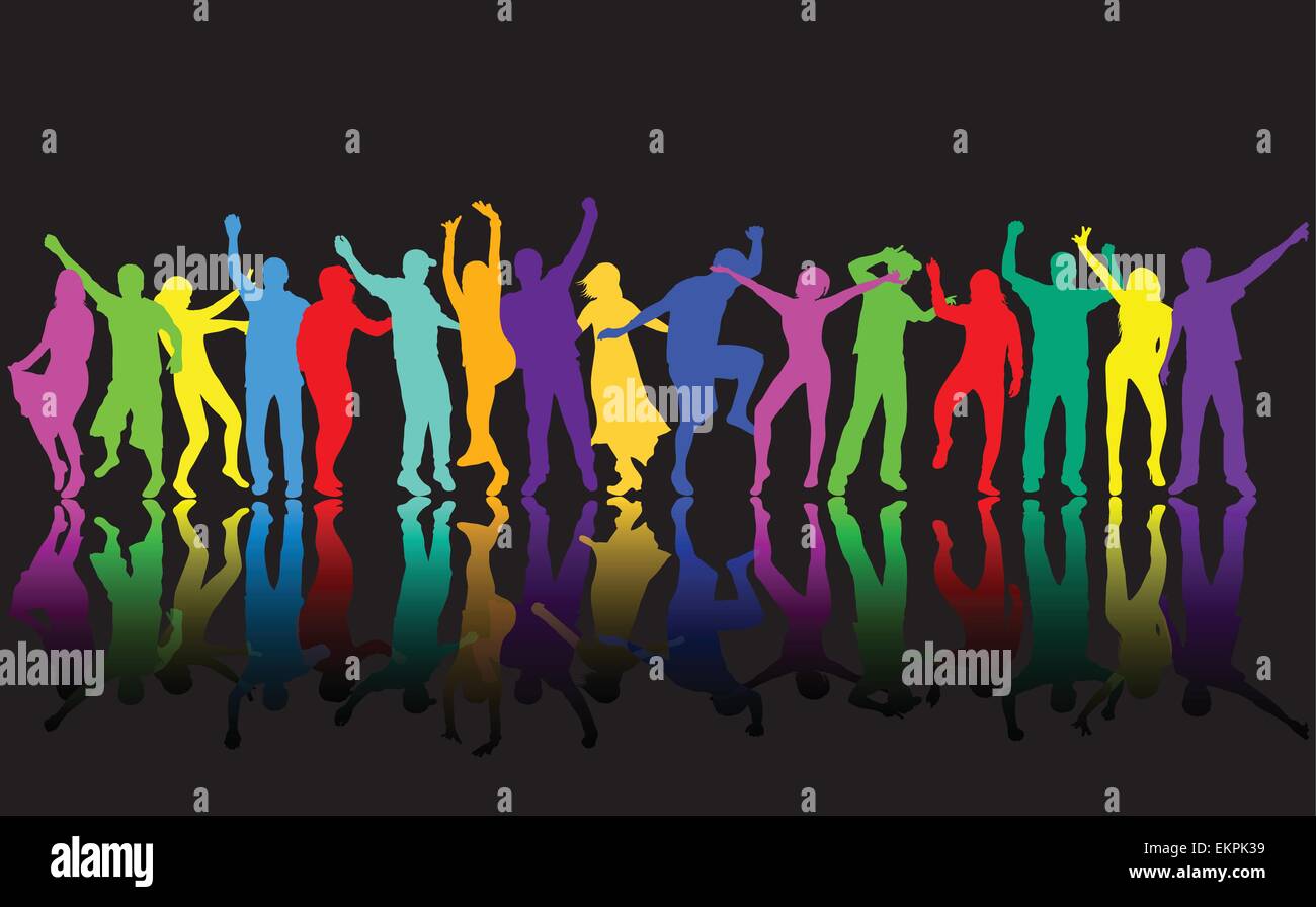 Tanzende Menschen-Silhouetten Stock Vektor