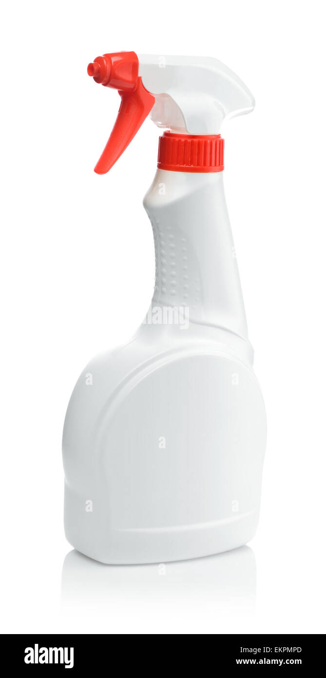 weißen Sprühflasche mit rotem Griff Stockfoto
