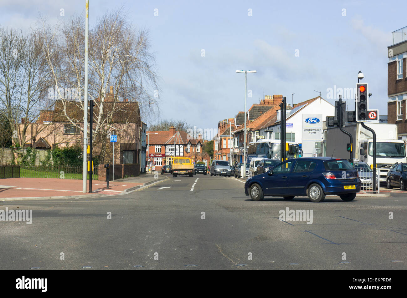 Kreuzung Kreuzung in eine Stadt Centre, England, UK Stockfoto