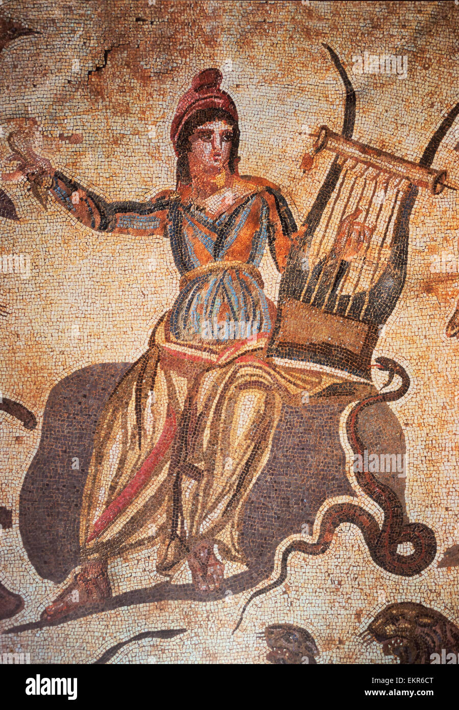 Mosaik Gemälde im archäologischen Park, Paphos (Pafos), Republik Zypern Stockfoto