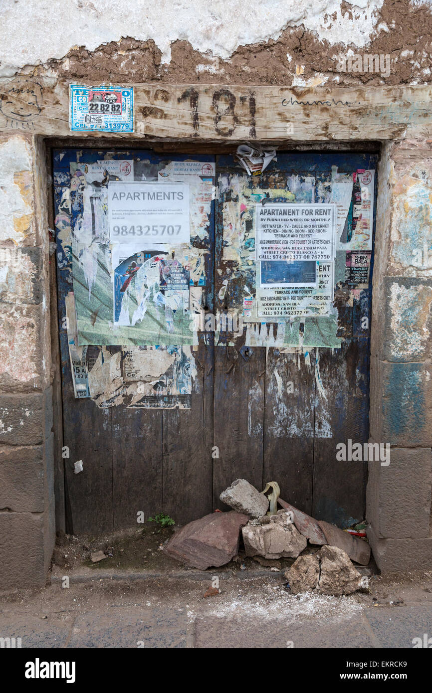 Peru, Cusco.  Wohnung zu vermieten-Poster. Stockfoto