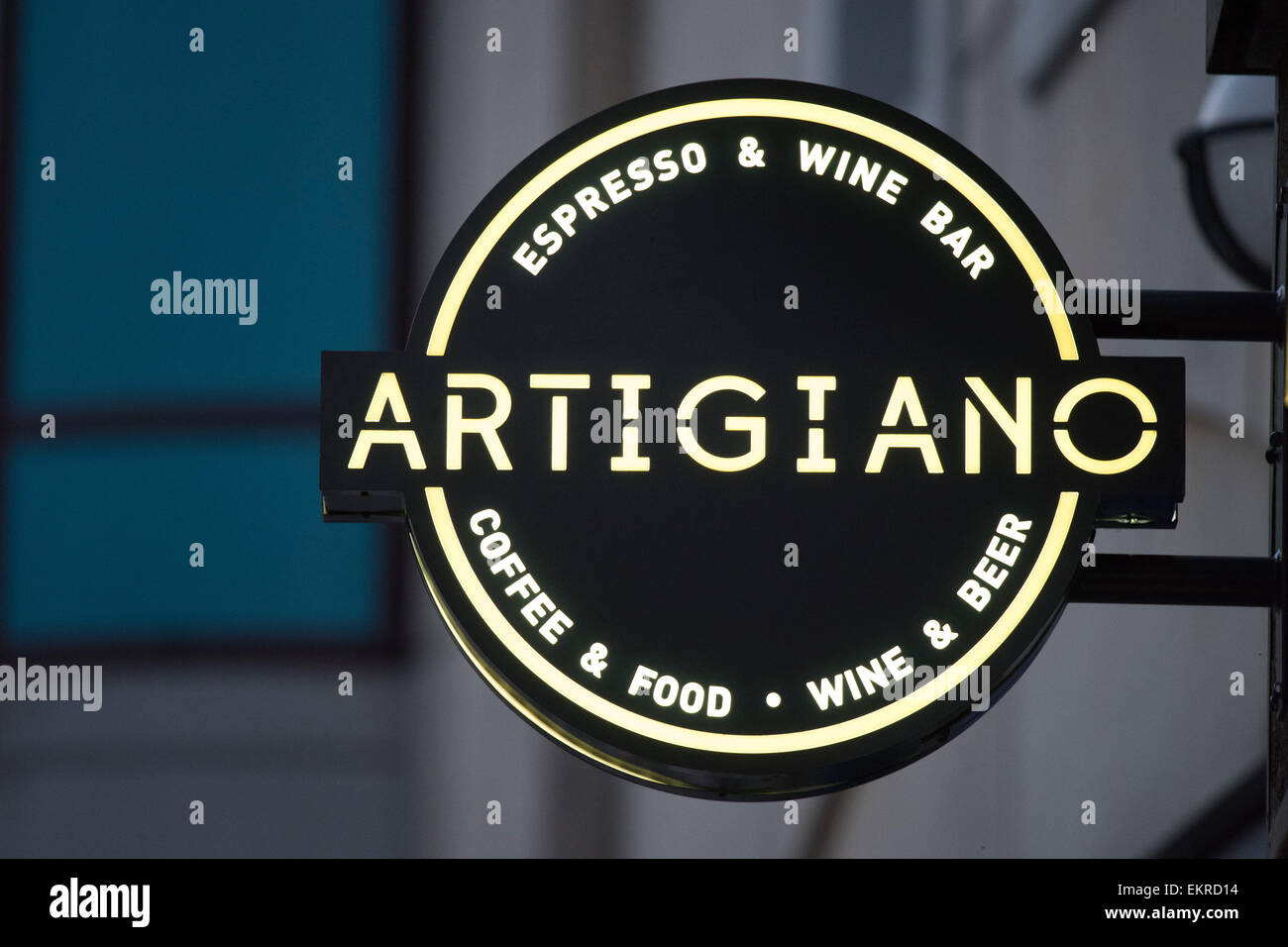 Artigiano Espresso und Wein Bar. Stockfoto