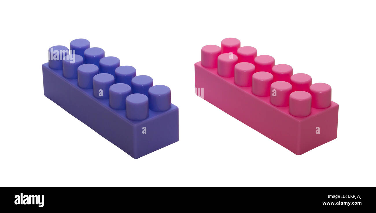 Zwei Blocks von der Kinder Designer. Derjenige, der spielt mit ihnen in der Zukunft, eine neue Welt zu bauen! Stockfoto