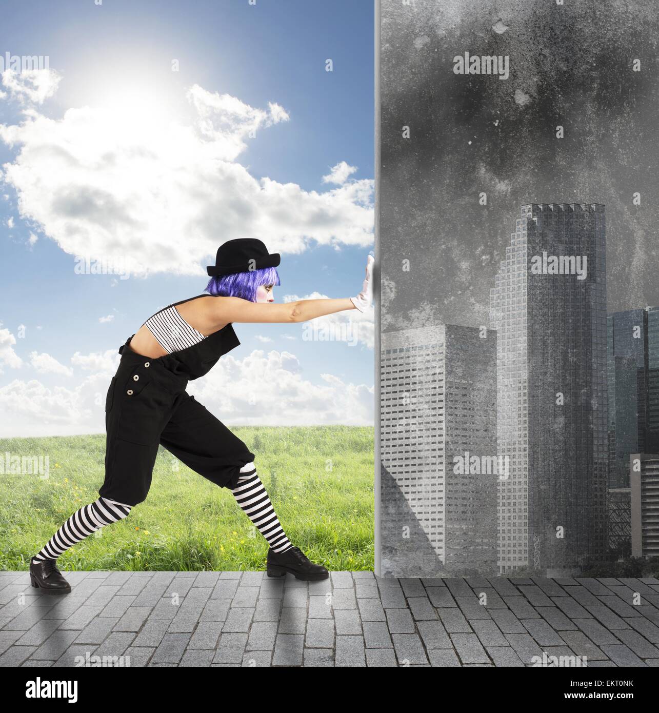 Clown ändert sich die Umwelt Stockfoto