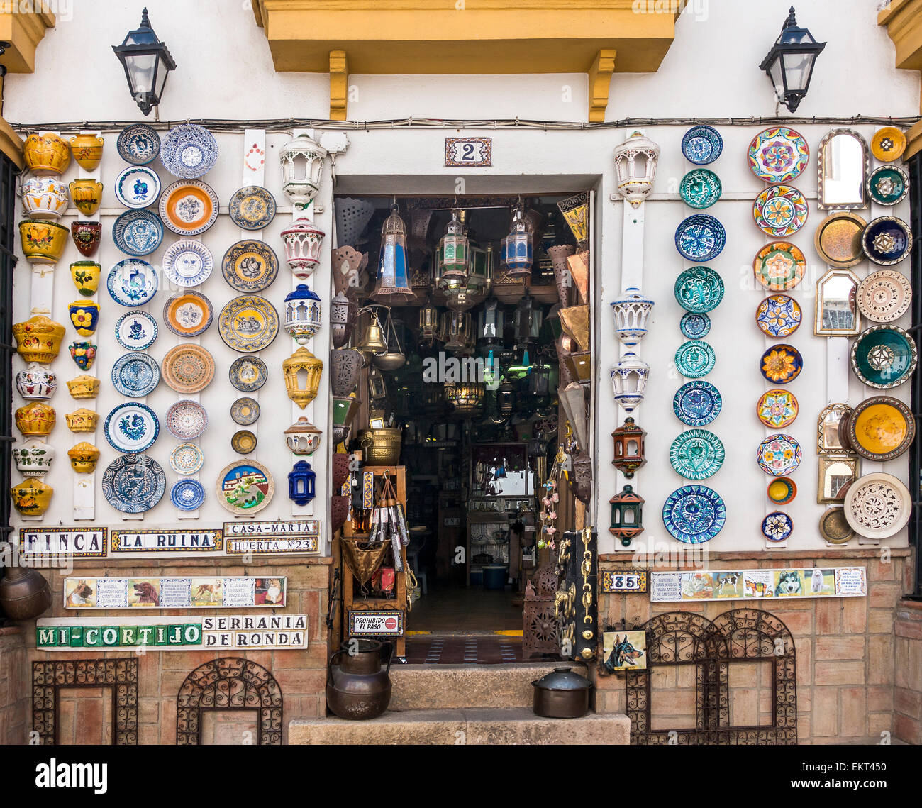 Souvenir Shop Plaza Duquesa de Parcent Ronda Spanien Stockfoto