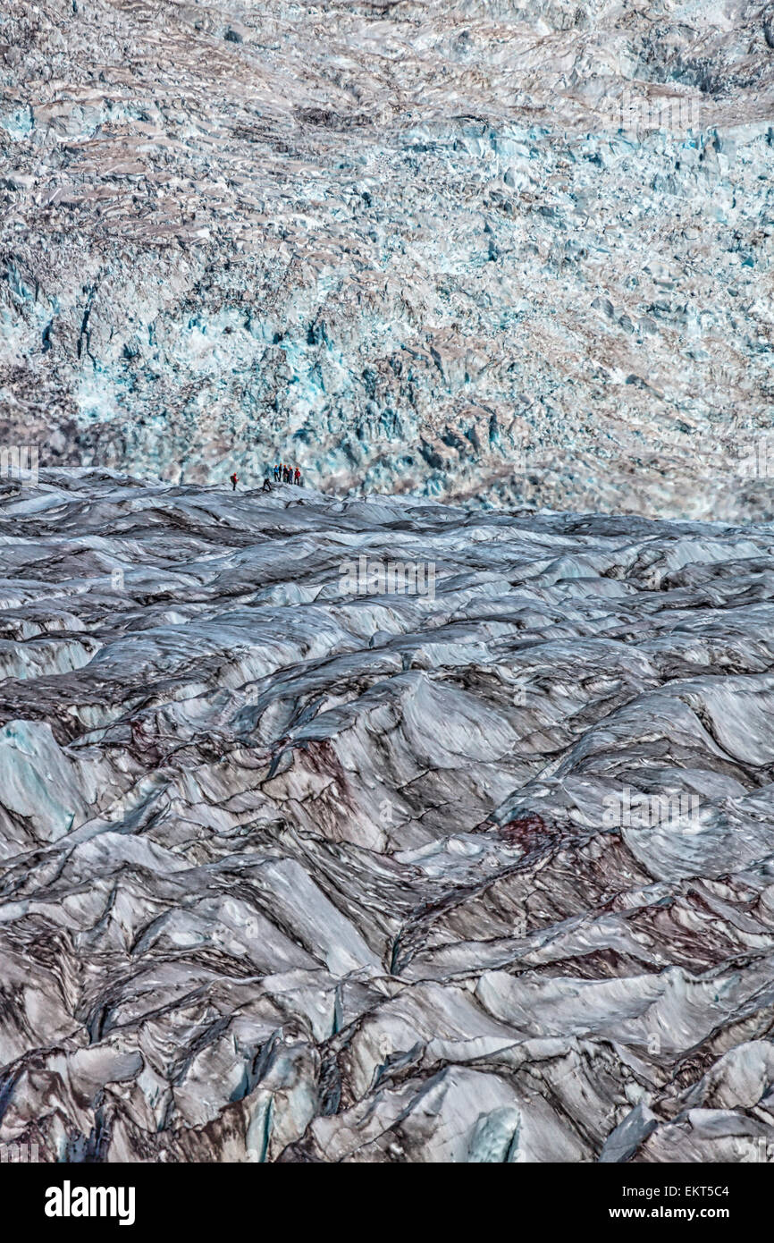 Reisegruppe Svinafellsjokull Gletscher, Island erkunden Stockfoto