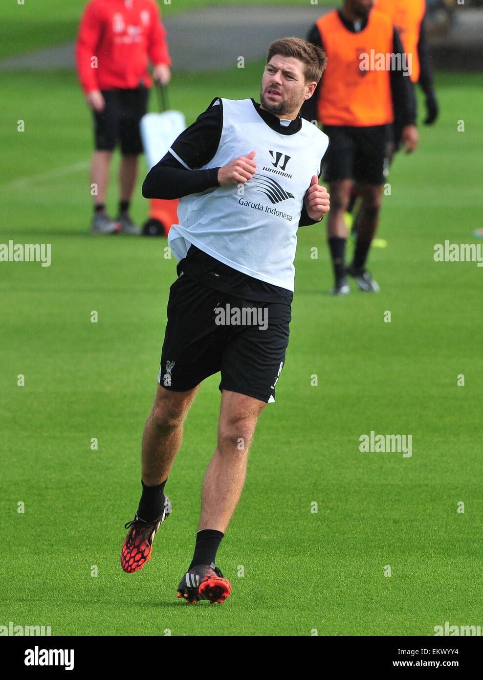 Liverpool F.C. Spieler trainieren in Melwood während der Länderspielpause.  Mitwirkende: Steven Gerrard Where: Liverpool, Vereinigtes Königreich bei: 10. Oktober 2014 Stockfoto