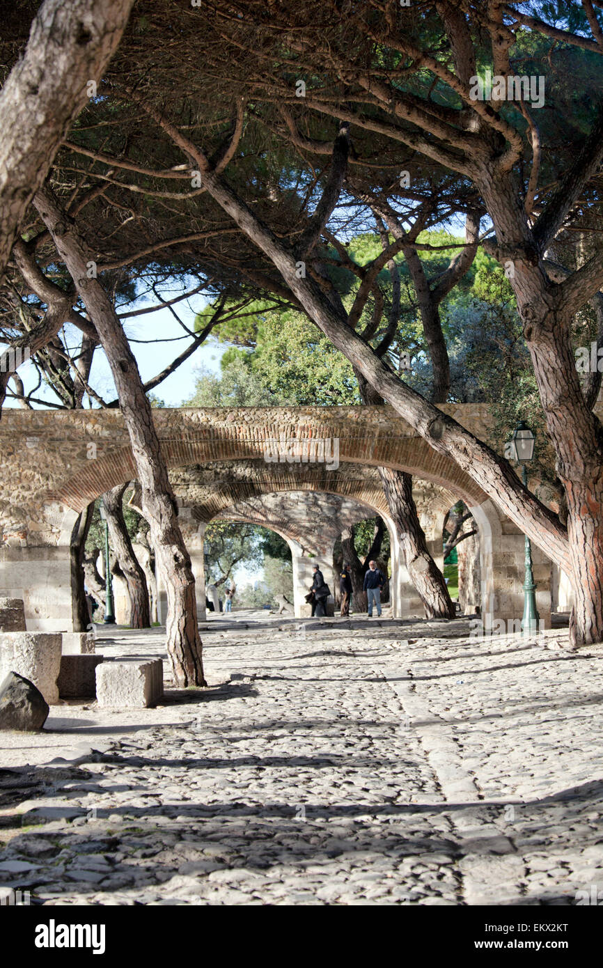 Castelo de São Jorge Gelände in Lissabon - Portugal Stockfoto