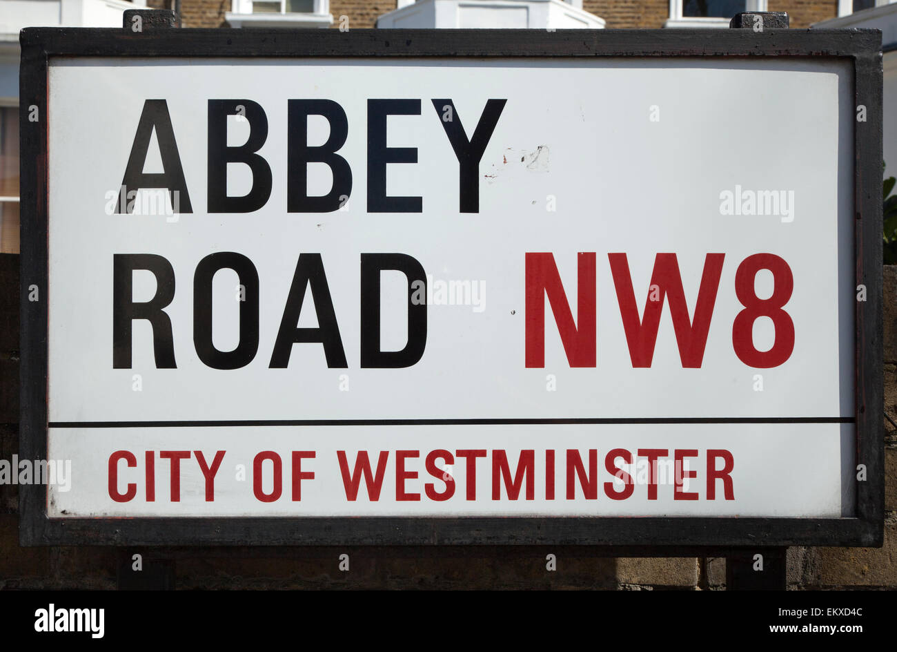 Abbey Road Straßenschild, in der Nähe von Abbey Road Studio, London Stockfoto
