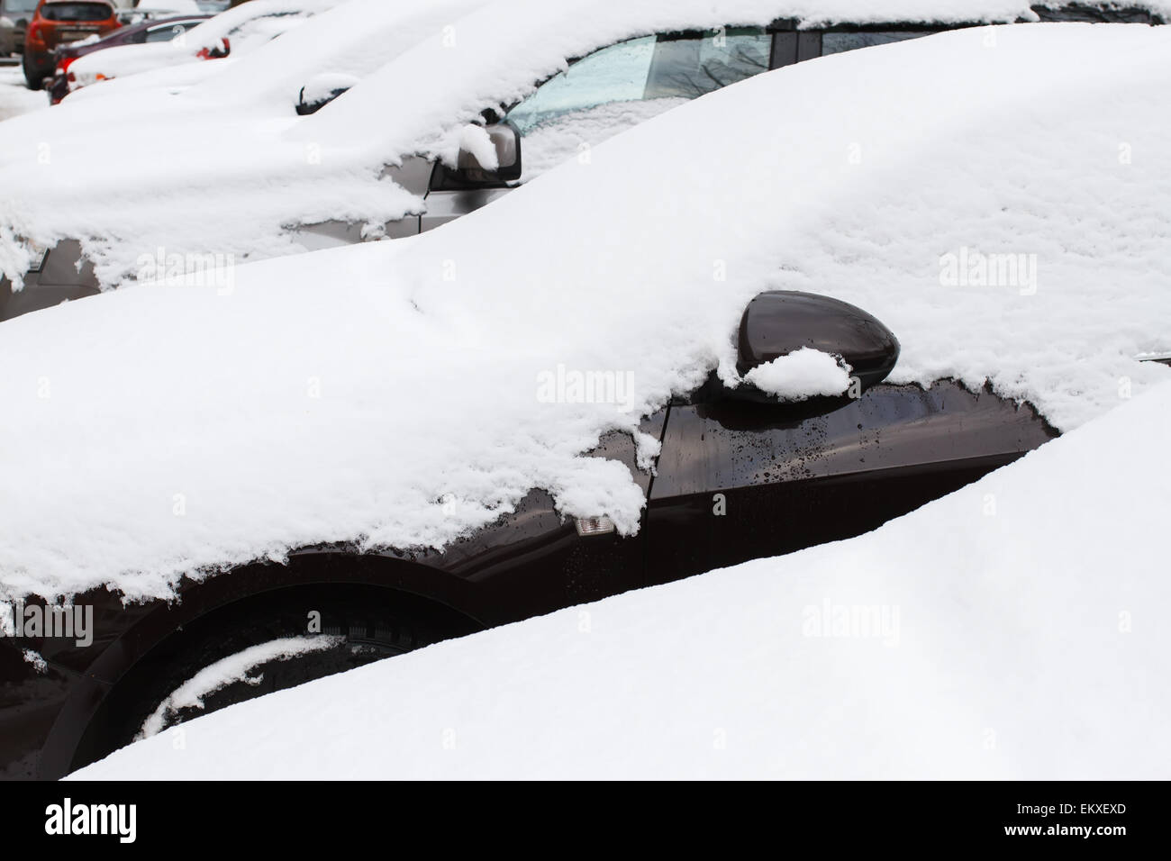 Autos unter dem Schnee Stockfoto