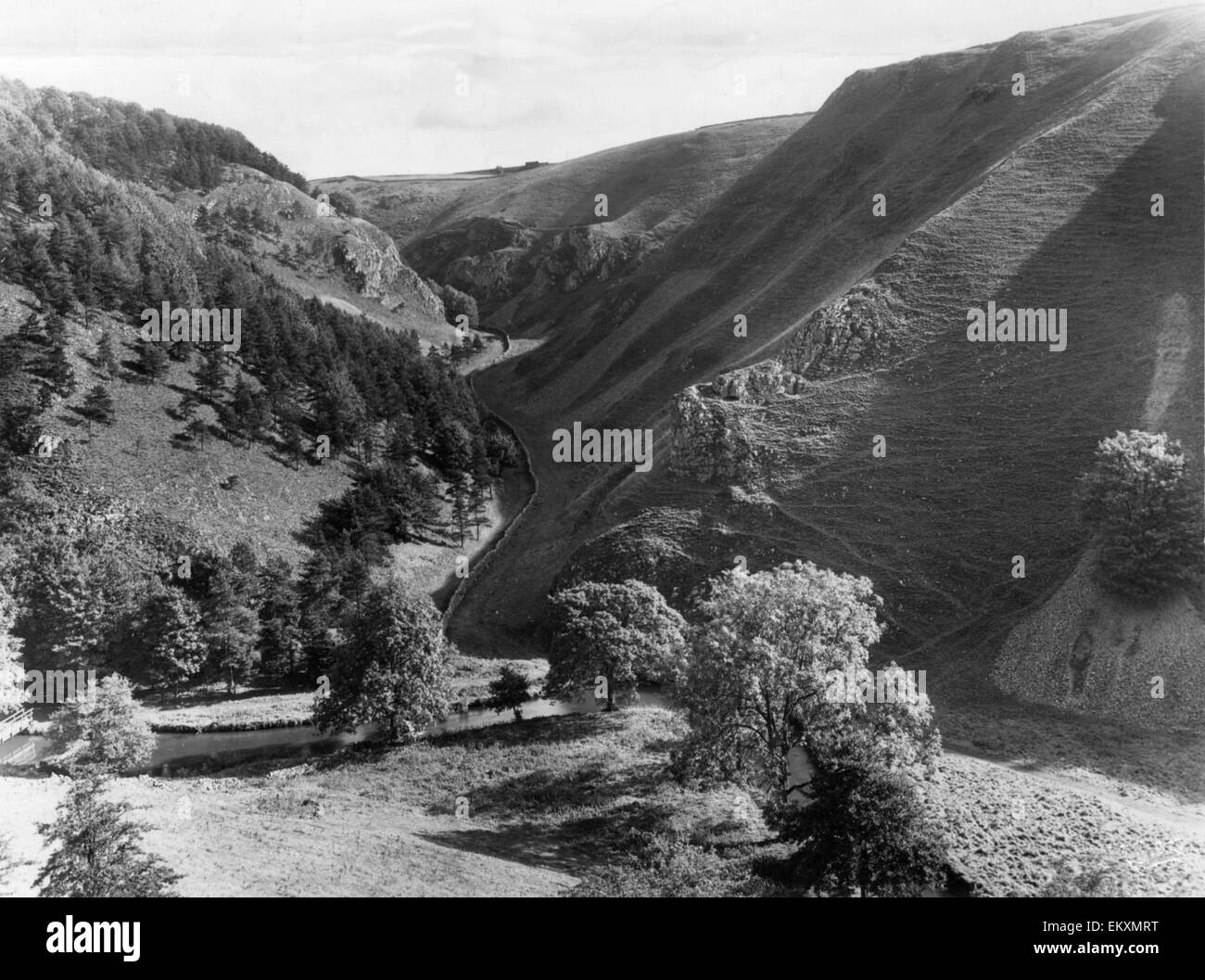 Ansicht der Dovedale, Derbyshire. 12. Dezember 1934. Stockfoto