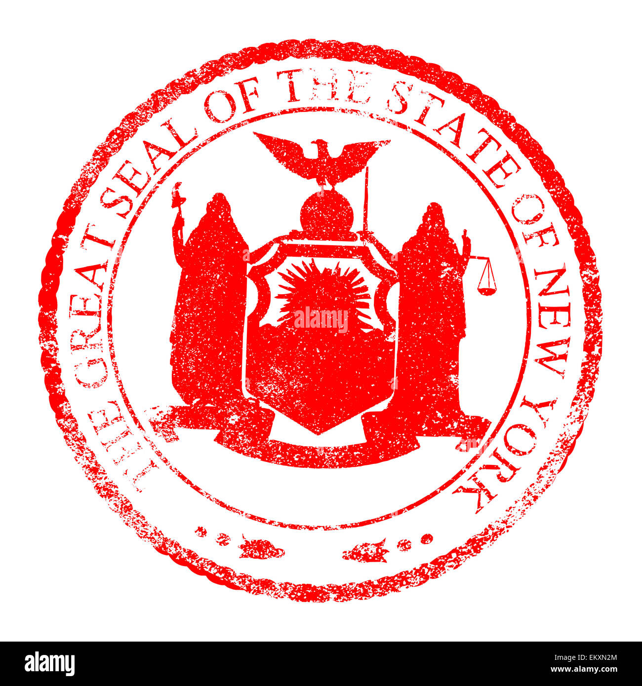 Das staatliche Siegel von New Yorks einen Stempel auf einem weißen