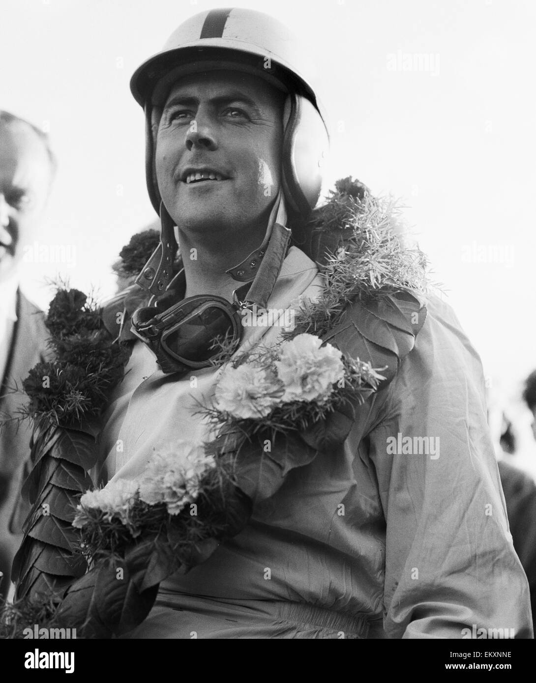 1959 Jack Brabham gewinnt die "Kentish 100" von Graham Hill und Stirling Moss in Brands Hatch 29. August 1959 Stockfoto