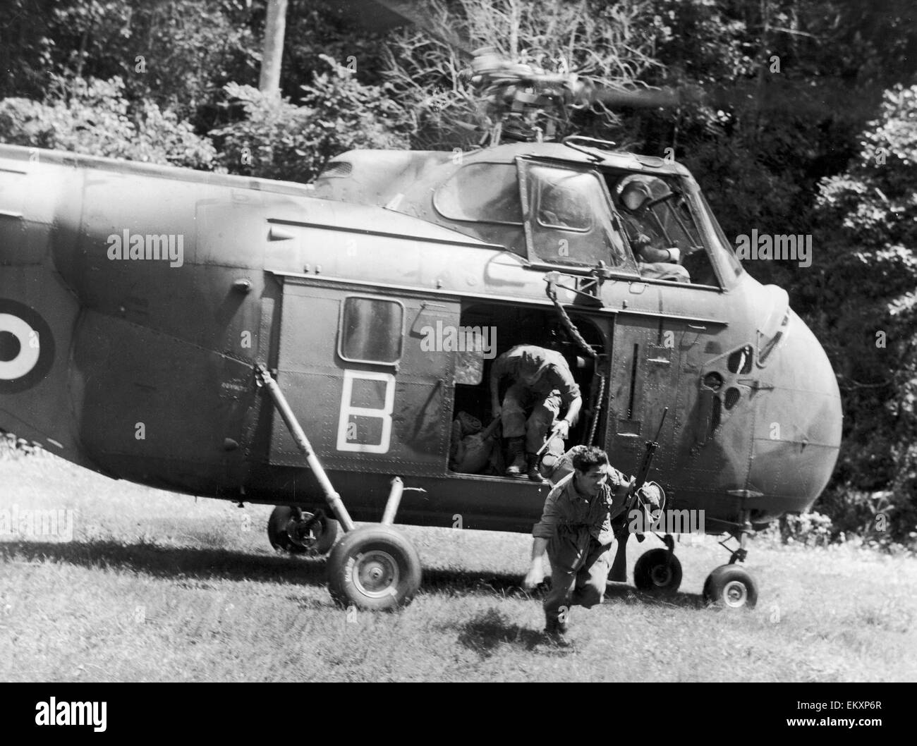 Notfall in Malaya. Geschwindigkeit der Bewegung war im Kampf gegen die kommunistischen Aufständischen im malaiischen Dschungel und Hubschrauber spielte eine entscheidende Rolle. 29. Oktober 1959 Stockfoto